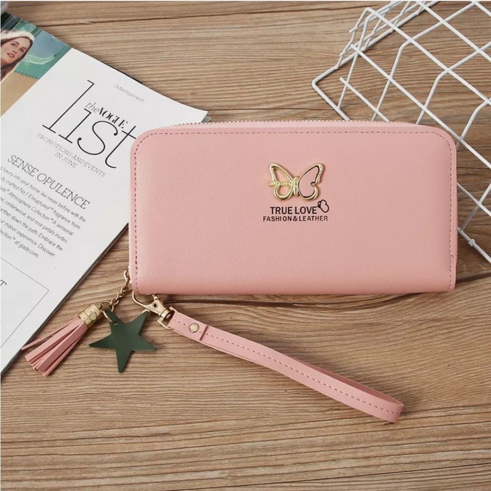 Cute Butterfly Wallet Women's Long Zip Clutch Wallet Large Capacity Card Holder